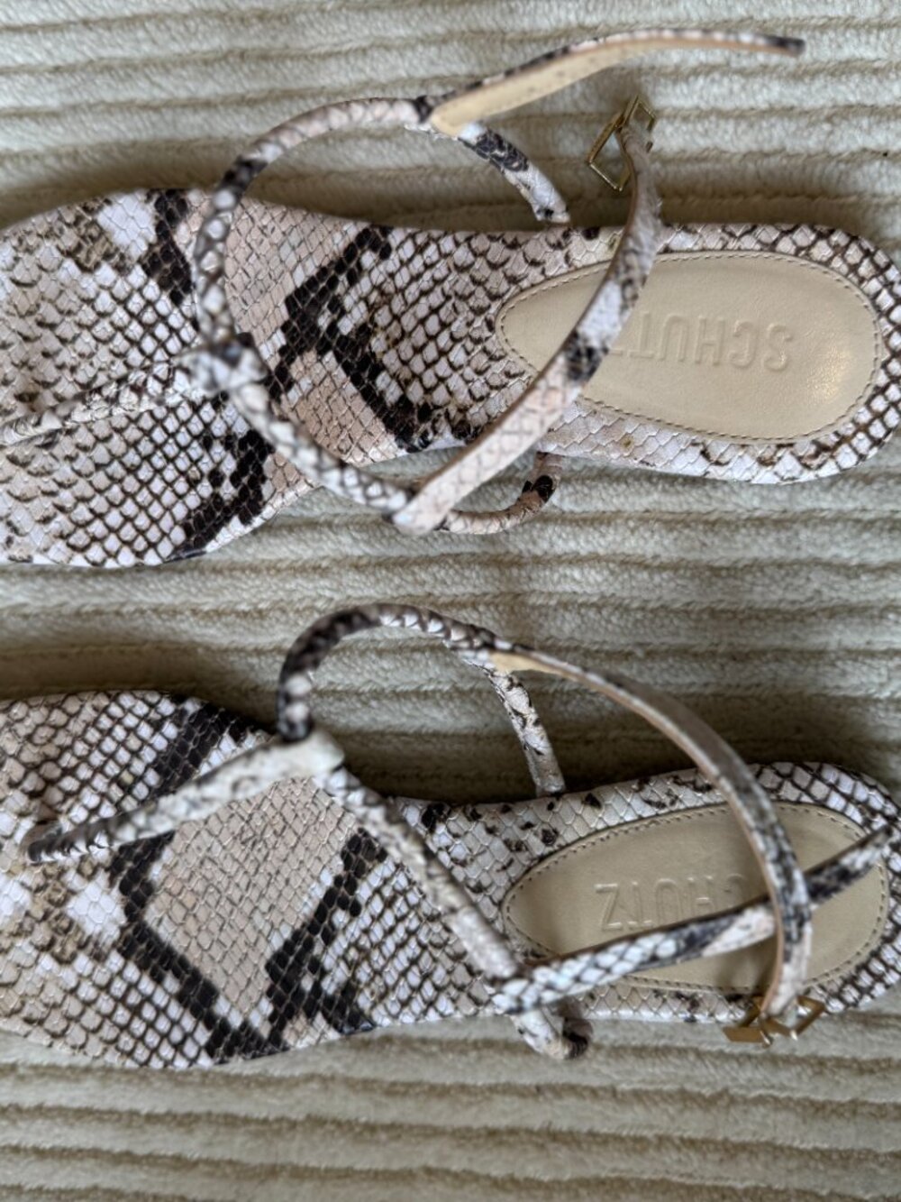Schutz Elsha Flat Sandals - Snakeskin